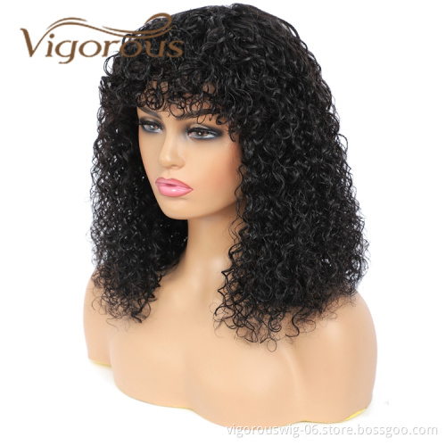 High Quality Wholesale With Fringe 100% Human Hair Cheapest Bob Curly Wave For Black Women Real Human Hair Wigs